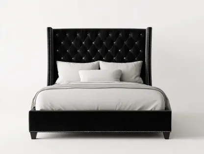 Letto matrimoniale 200x160x115 cm Nero Stile raffinato-Craftmylab