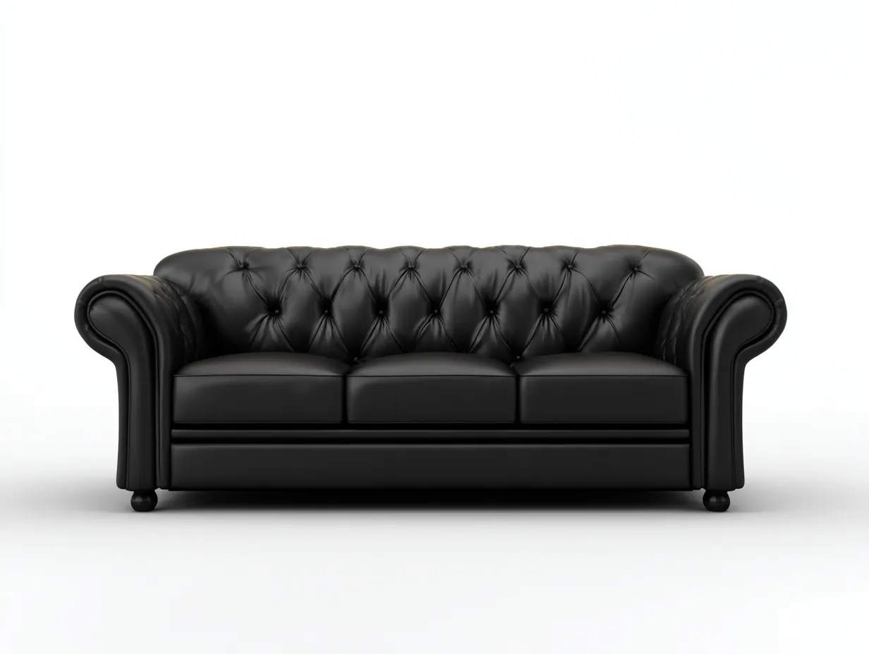 Divano 3 posti 218x95x85 cm Nero Pelle Stile Chester-Craftmylab