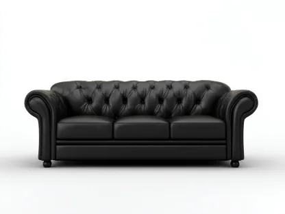 Divano 3 posti 218x95x85 cm Nero Pelle Stile Chester-Craftmylab