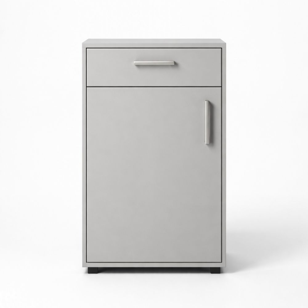 Armoire de rangement grise avec tiroir et porte en MDF 90x50x35 cm