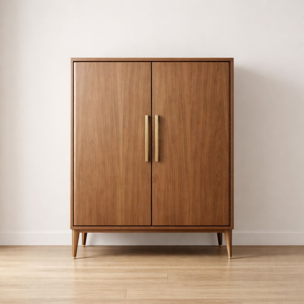 Meuble de rangement en bois avec poignées en métal, 100x45x150 cm