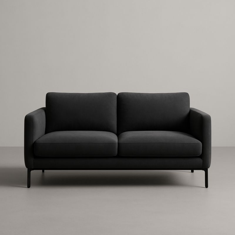 Canapé 2 Places Tissu Gris avec Pieds en Métal