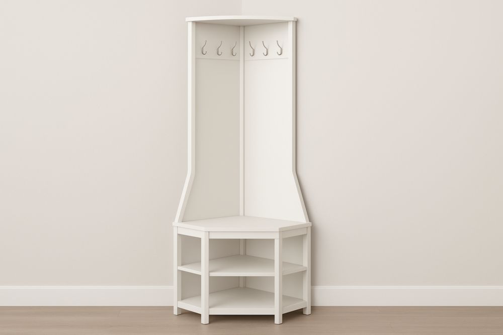 Appendiabiti Angolare in Legno MDF Bianco 78x50x180cm