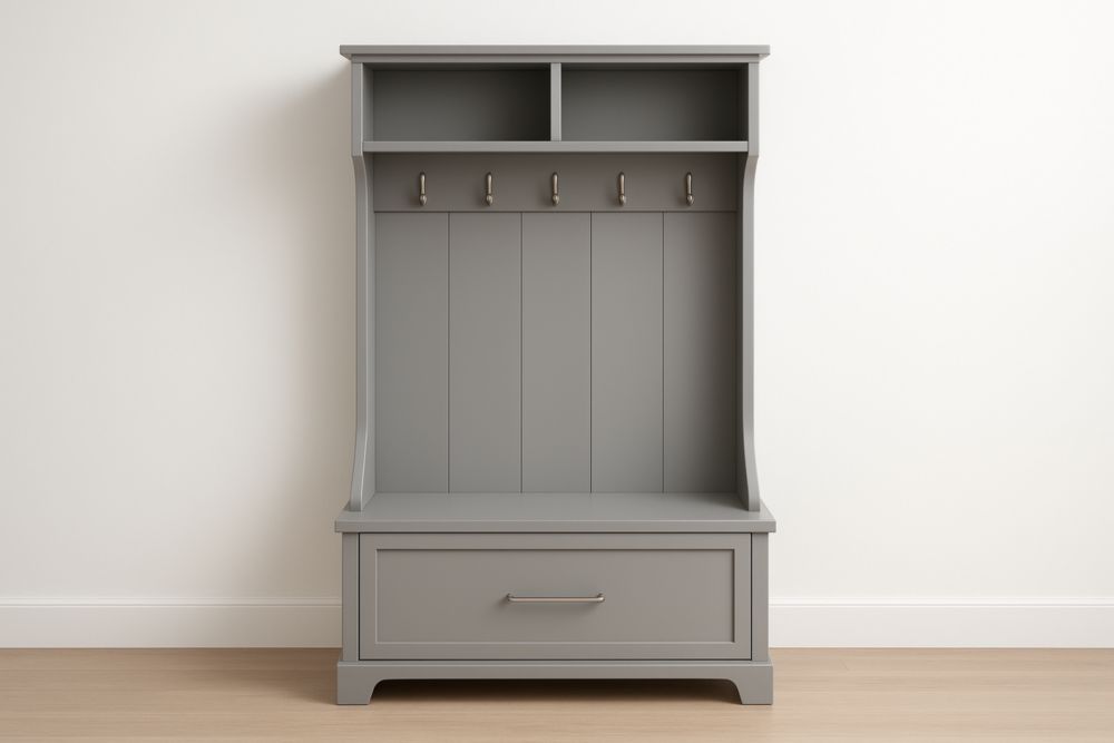 Appendiabiti Grigio in MDF con Cassetto e Ganci