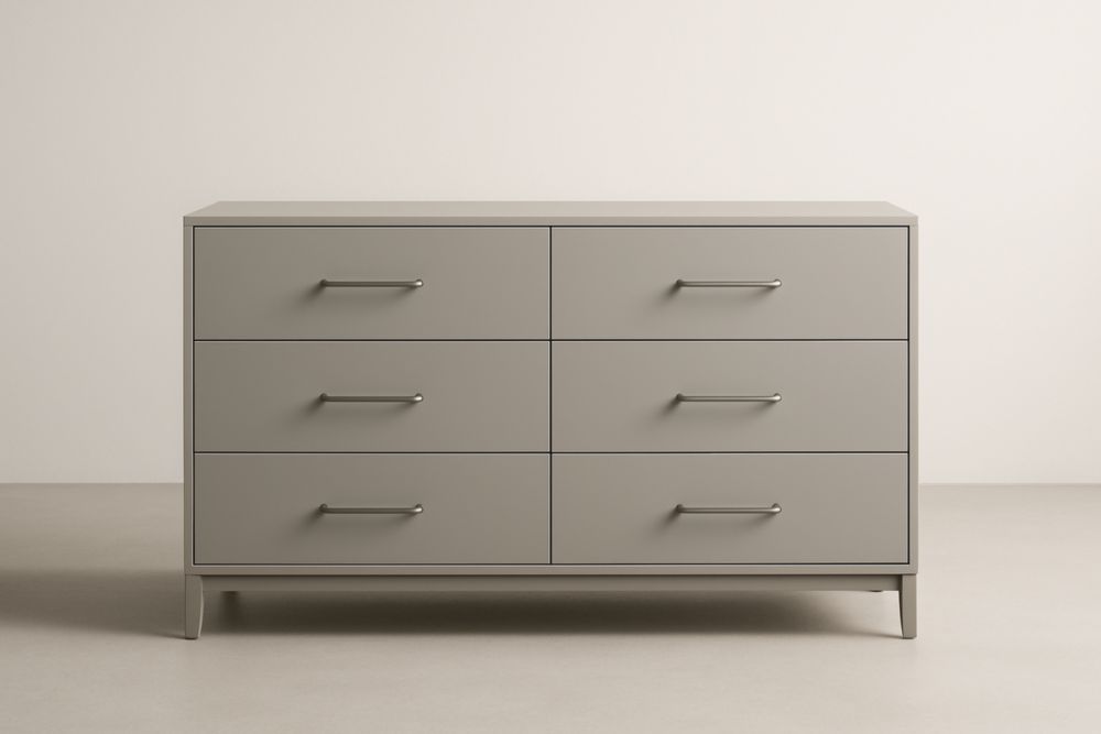Cassettiera sei cassetti in legno e metallo Grigio 130x50x80 cm
