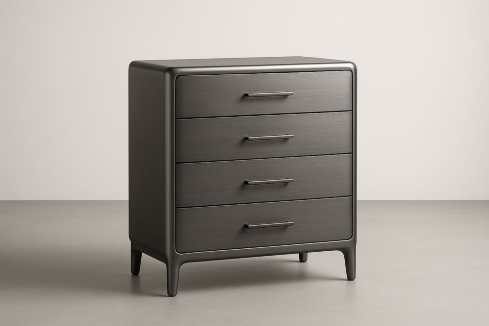 Cassettiera in metallo grigio a 4 cassetti