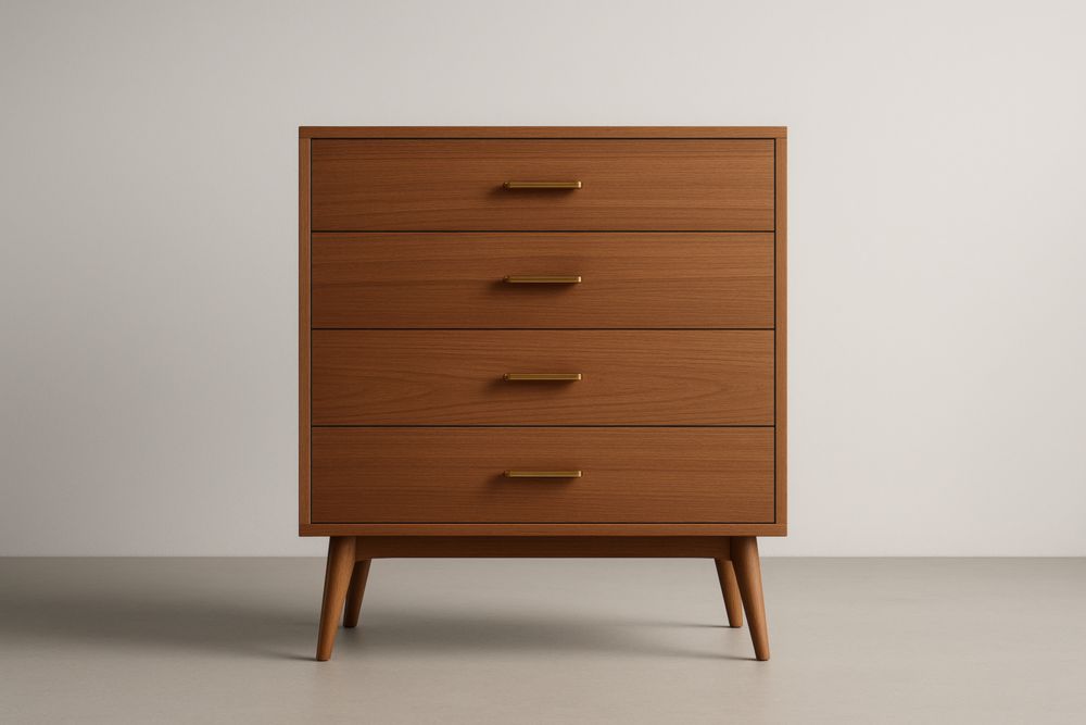 Cassettiera in Legno con 4 Cassetti Noce