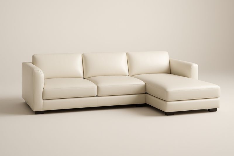 Divano Angolare Crema 250×150 cm in PU