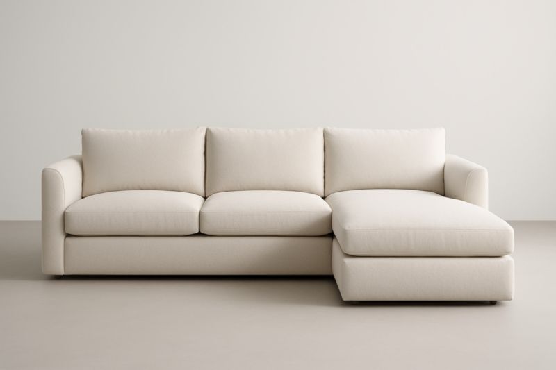 Divano ad Angolo in Tessuto Beige con Chaise Longue