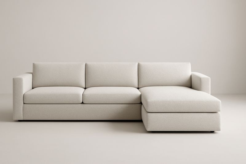 Divano angolare a 3 posti con chaise longue destra in tessuto Beige