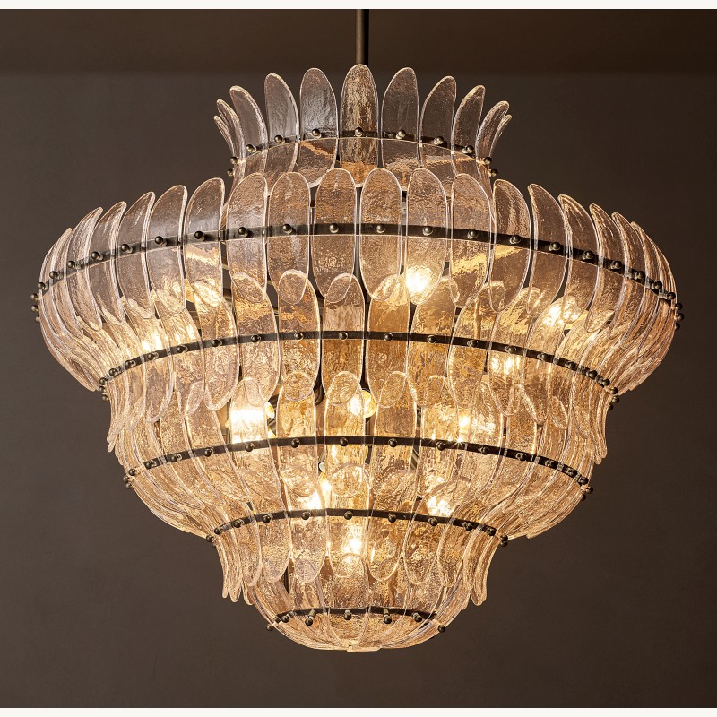 Alieence Clear Glass Round Chandelier – 36"D – Bronze
