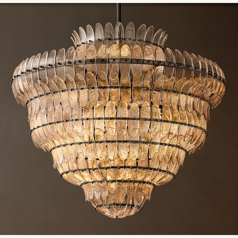 Alieence Clear Glass Round Chandelier – 48"D – Bronze