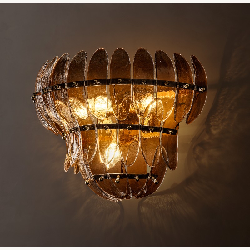 Alieence Smoke Glass Tiered Sconce – Bronze
