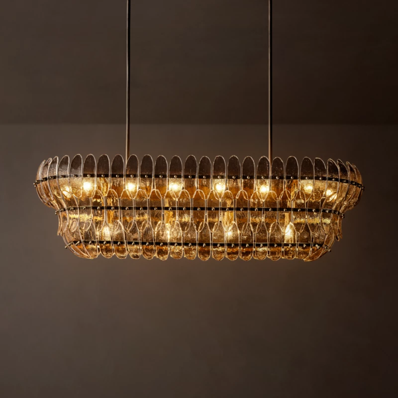 Alieence Smoke Glass Linear Chandelier – 54"W – Bronze