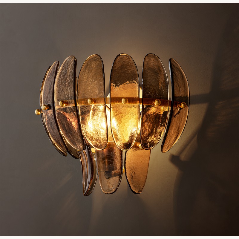 Alieence Smoke Glass Sconce – Lacquered Burnished Brass