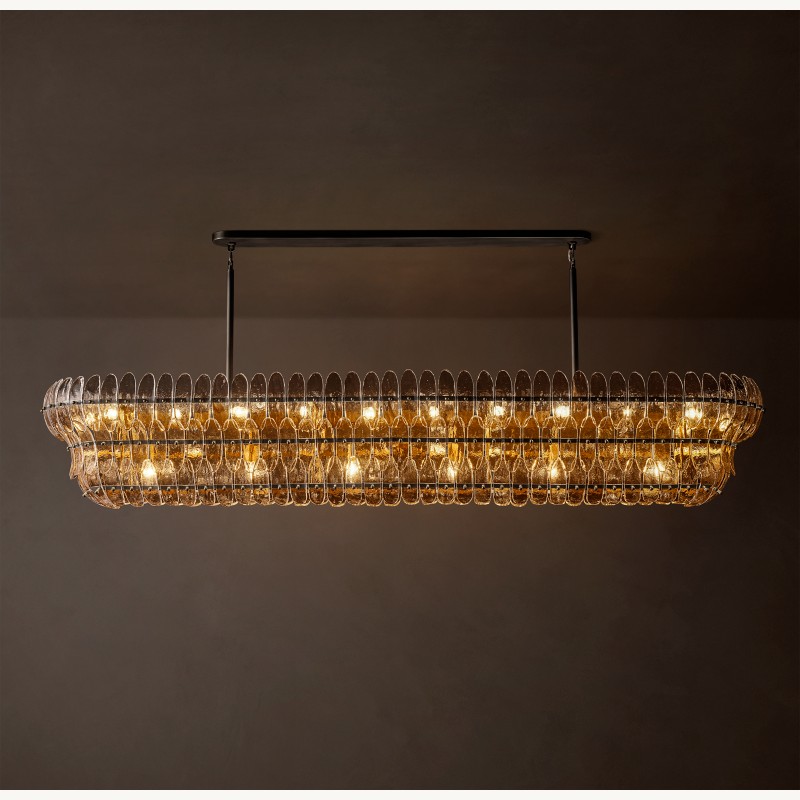 Alieence Smoke Glass Linear Chandelier – 90"W – Bronze