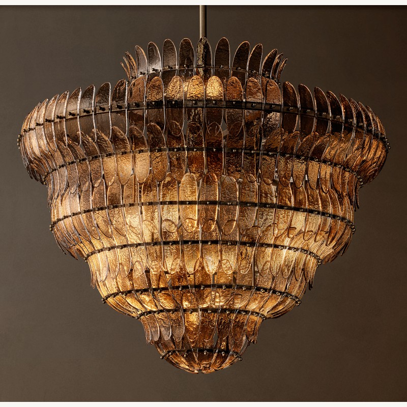 Alieence Smoke Glass Round Chandelier – 48"D – Bronze