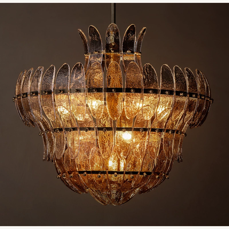 Alieence Smoke Glass Round Chandelier – 26"D – Bronze