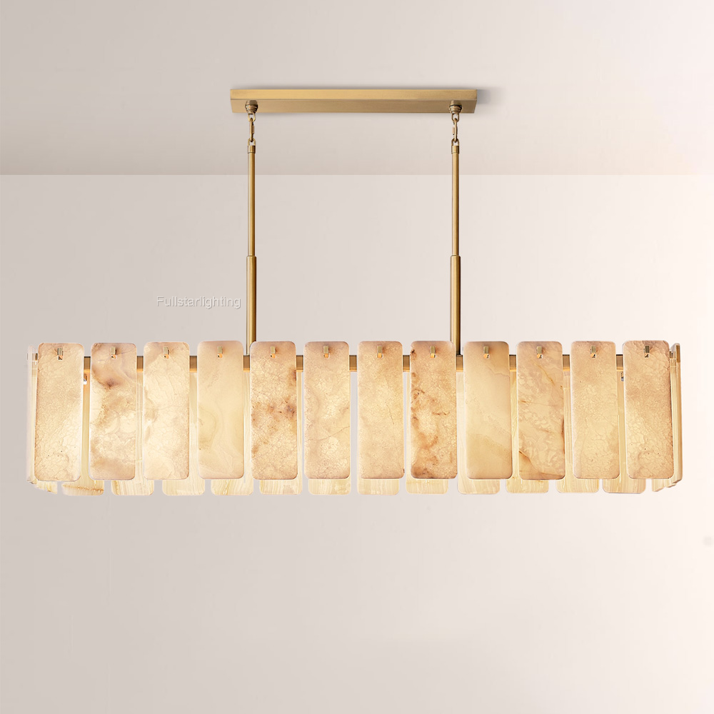 Camelot Alabaster Rectangular Chandelier 72"L