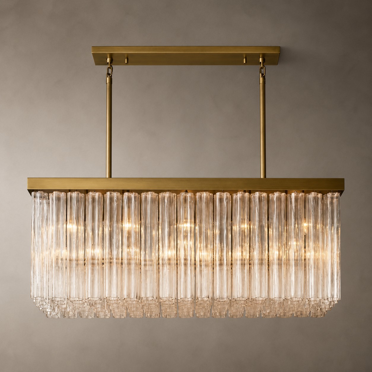 Calion 54-Inch Rectangular Fluted Glass Chandelier