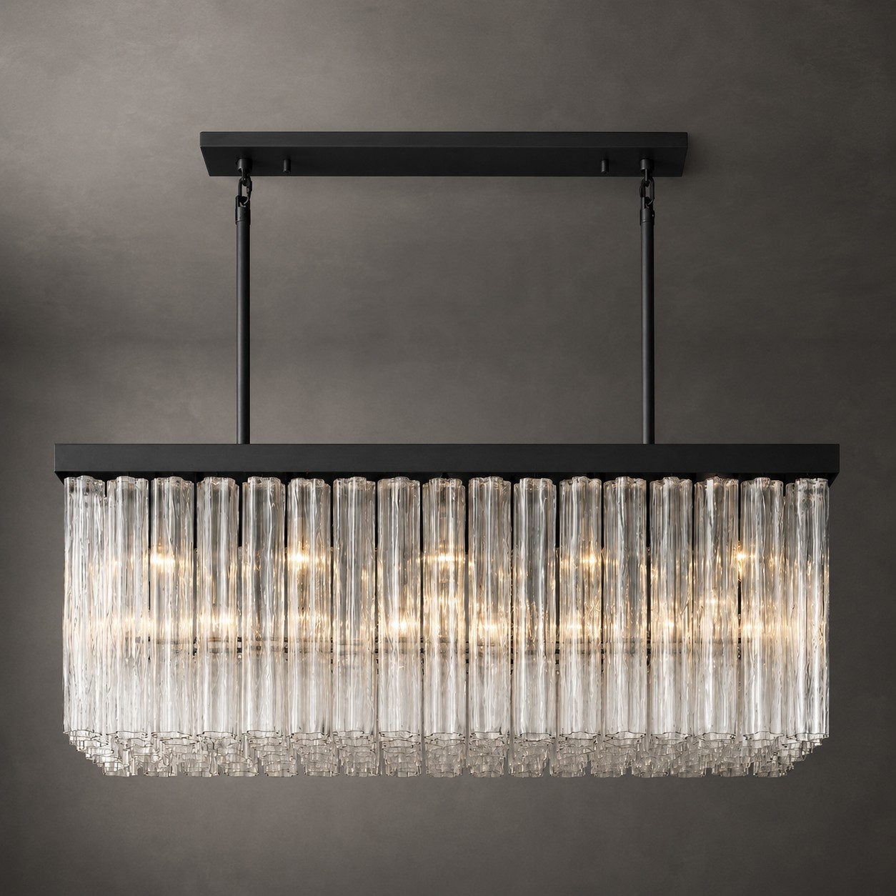 Calion 54-Inch Rectangular Fluted Glass Chandelier