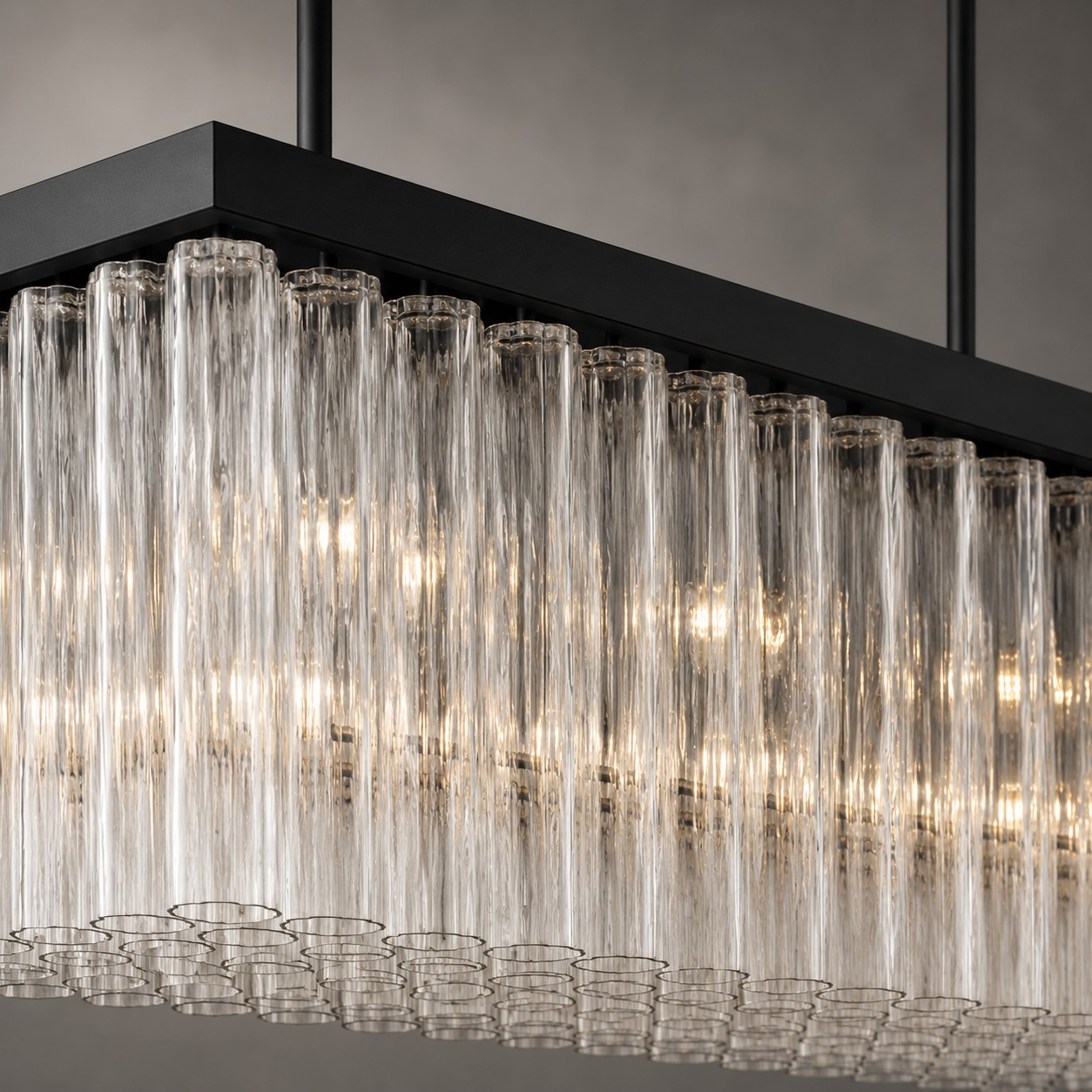 Calion 54-Inch Rectangular Fluted Glass Chandelier
