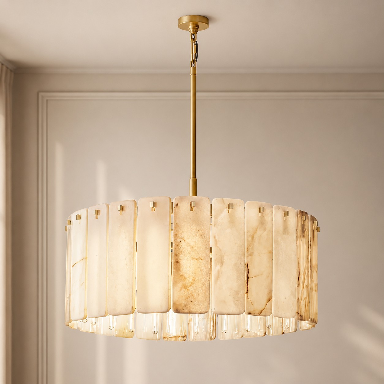 Camelot Alabaster Round Chandelier 36"D