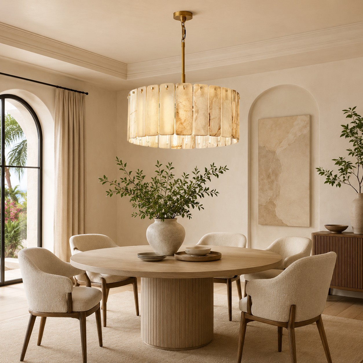 Camelot Alabaster Round Chandelier 36"D