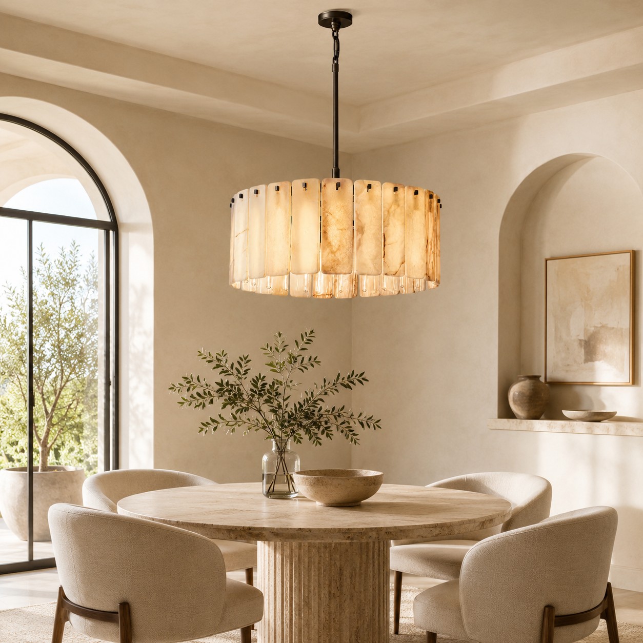 Camelot Alabaster Round Chandelier 36"D