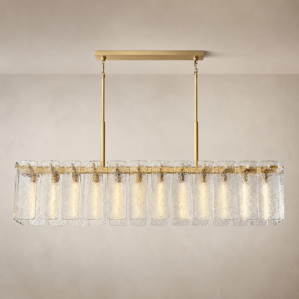 Camelot Rectangular Textured Glass Chandelier 72"W