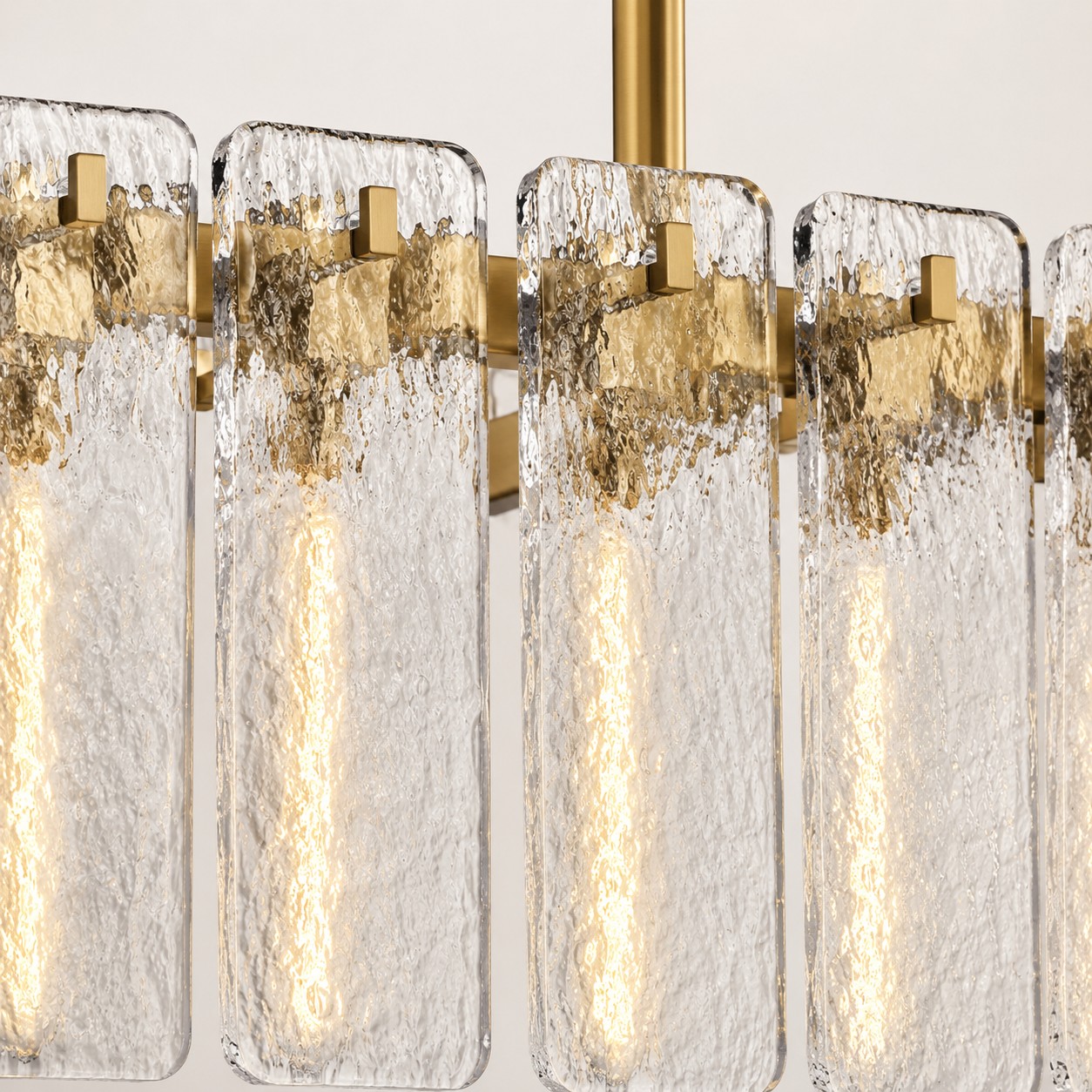 Camelot Rectangular Textured Glass Chandelier 72"W