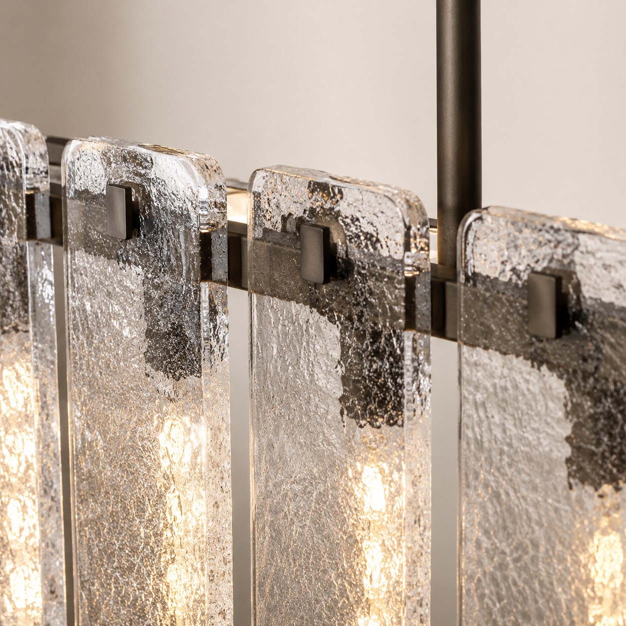 Camelot Rectangular Textured Glass Chandelier 72"W