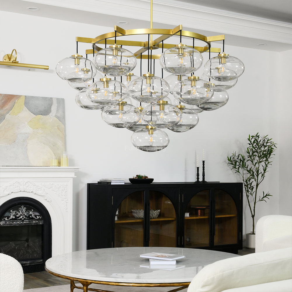 Cabrette Clear Glass Round Chandelier 48"