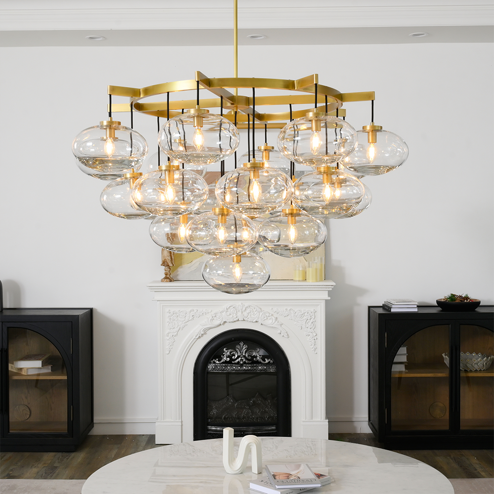 Cabrette Clear Glass Round Chandelier 48"