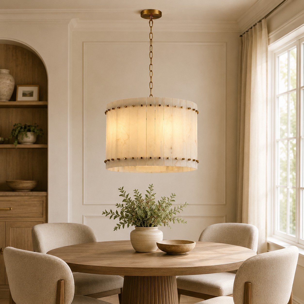 Mara Alabaster Round Chandelier 22"
