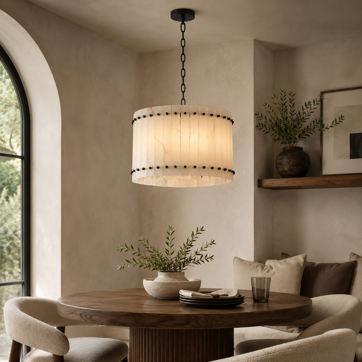 Mara Alabaster Round Chandelier 22"