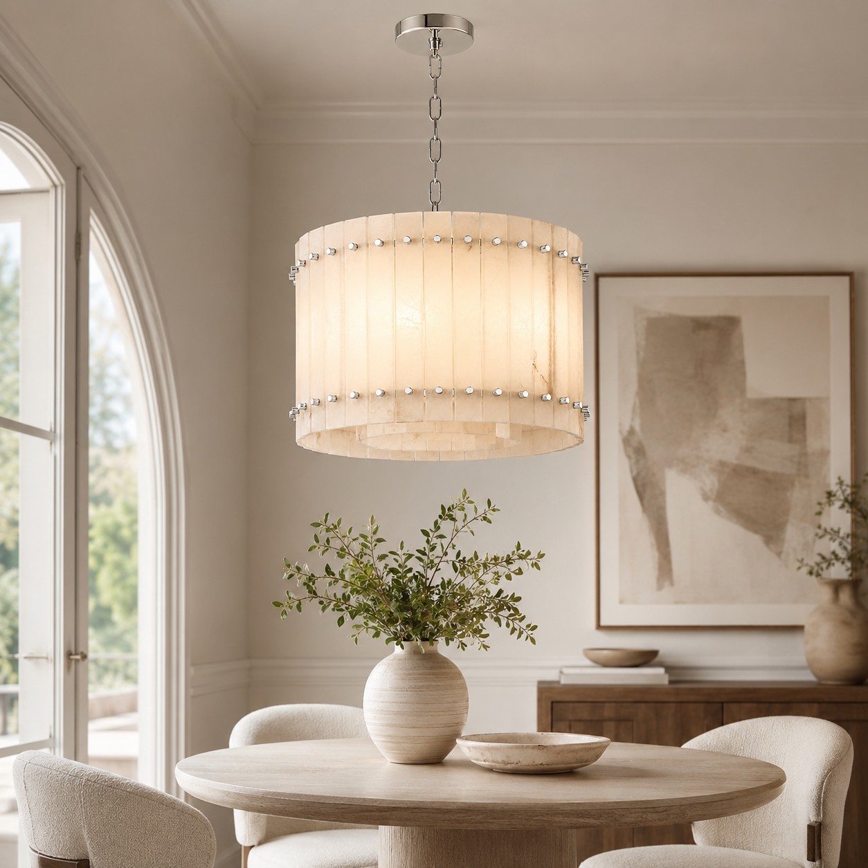 Mara Alabaster Round Chandelier 22"
