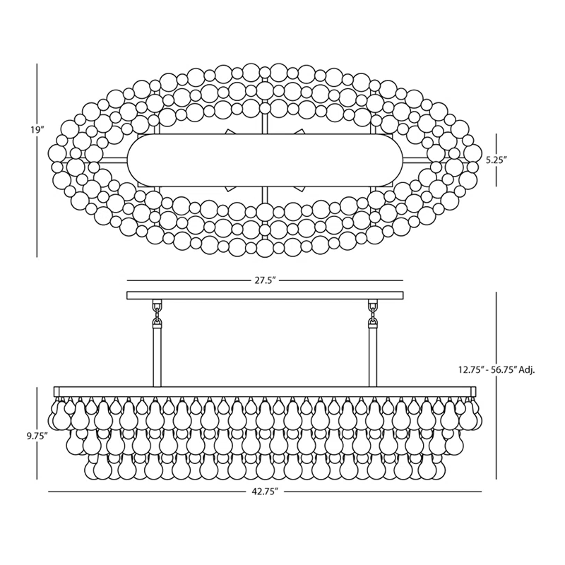 Robert Abbey Oval Chandelier 8-Light