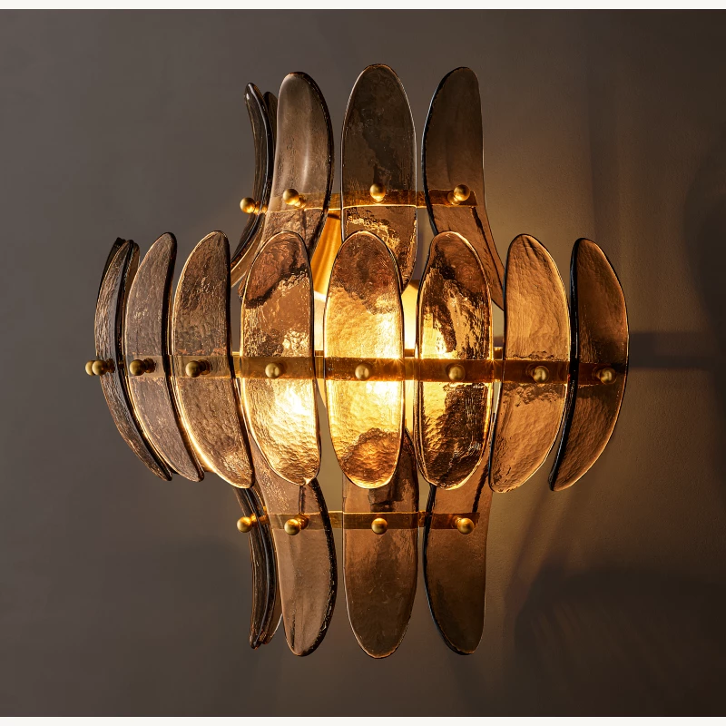 Alieence Smoke Glass Tall Sconce – Lacquered Burnished Brass