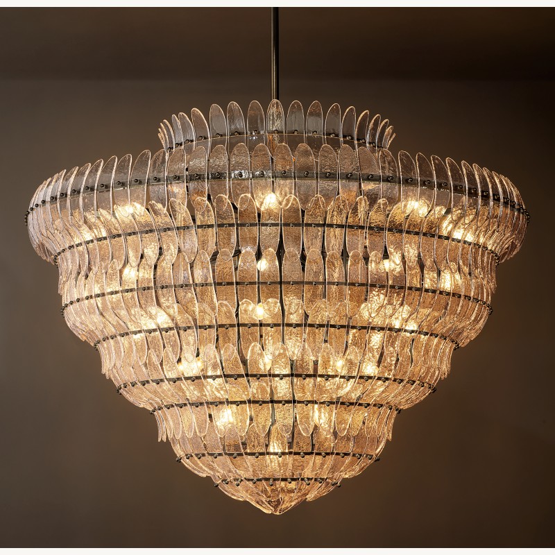 Alieence Clear Glass Round Chandelier – 60"D – Bronze