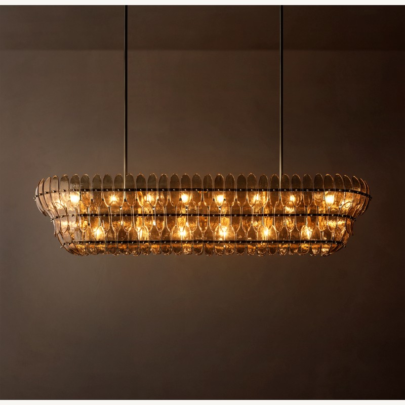 Alieence Smoke Glass Linear Chandelier – 72"W – Bronze