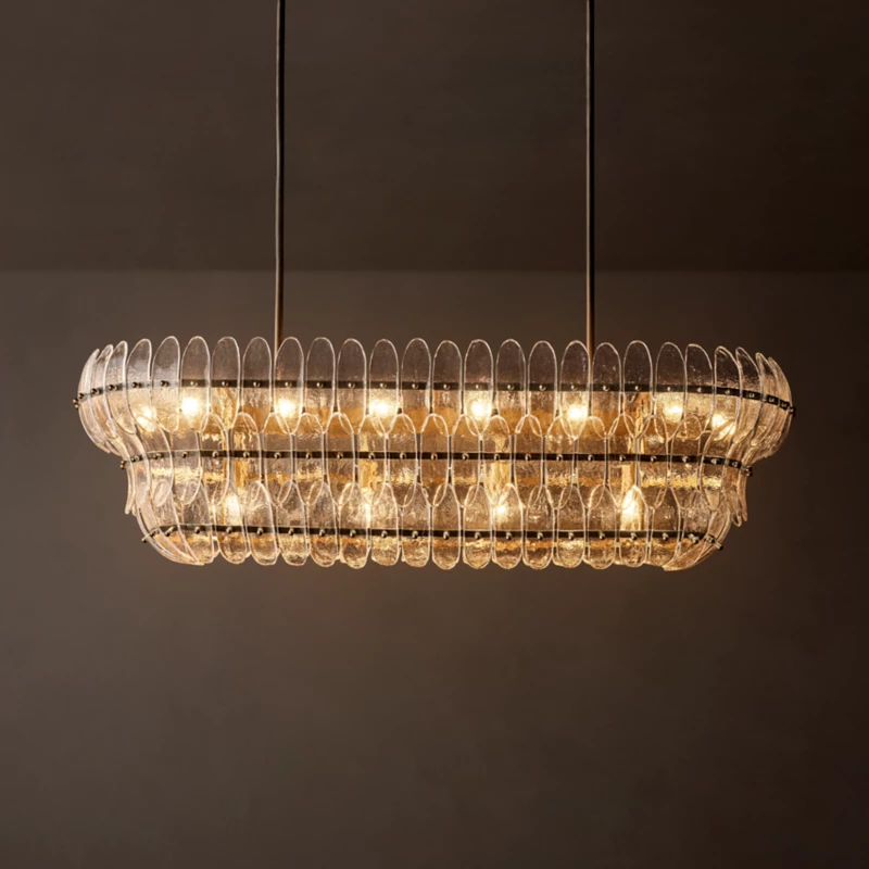 Alieence Clear Glass Linear Chandelier – 54"W – Bronze