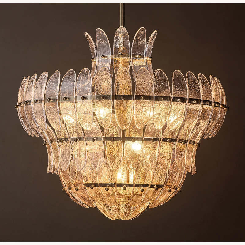Alieence Clear Glass Round Chandelier – 26"D – Bronze
