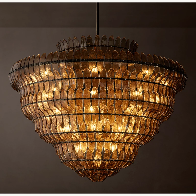 Alieence Smoke Glass Round Chandelier – 60"D – Bronze