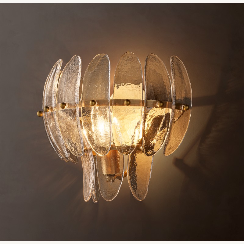 Alieence Clear Glass Sconce – Lacquered Burnished Brass