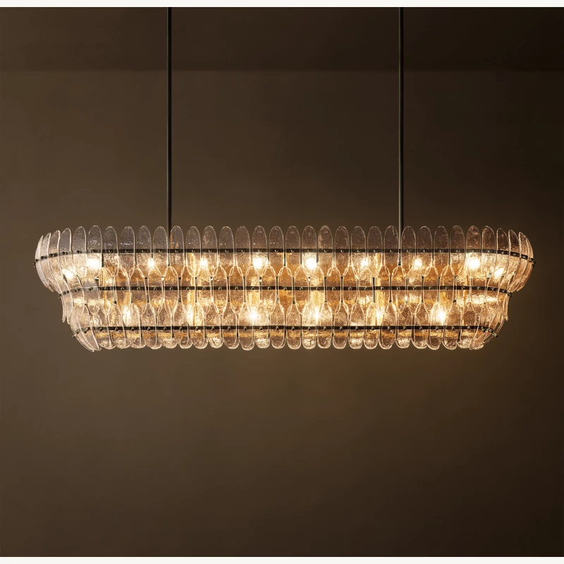 Alieence Clear Glass Linear Chandelier – 72"W – Bronze