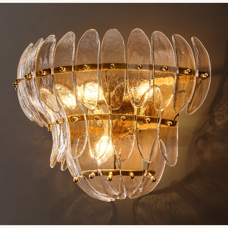 Alieence Clear Glass Tiered Sconce – Lacquered Burnished Brass