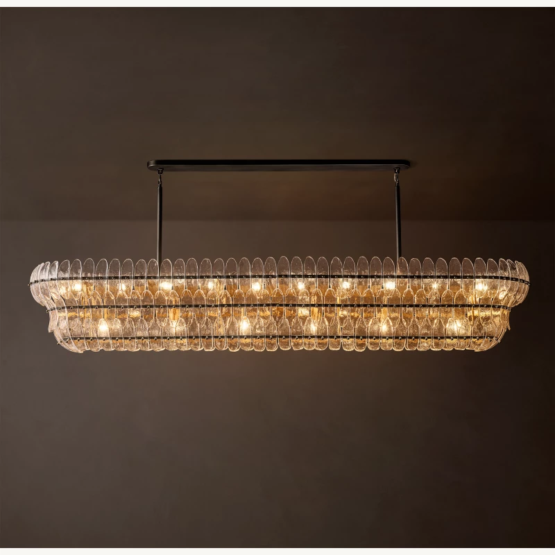 Alieence Clear Glass Linear Chandelier – 90"W – Bronze