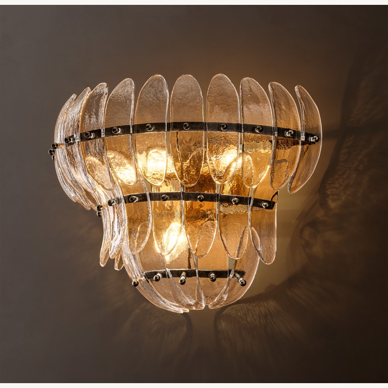 Alieence Clear Glass Tiered Sconce – Bronze