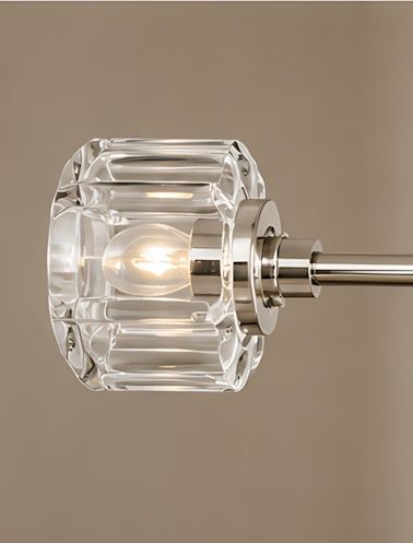 Demeart Mobile Linear Brass Chandelier with VSLceted Glass Shades